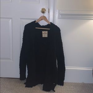 Black Fuzzy Cardigan- Hollister